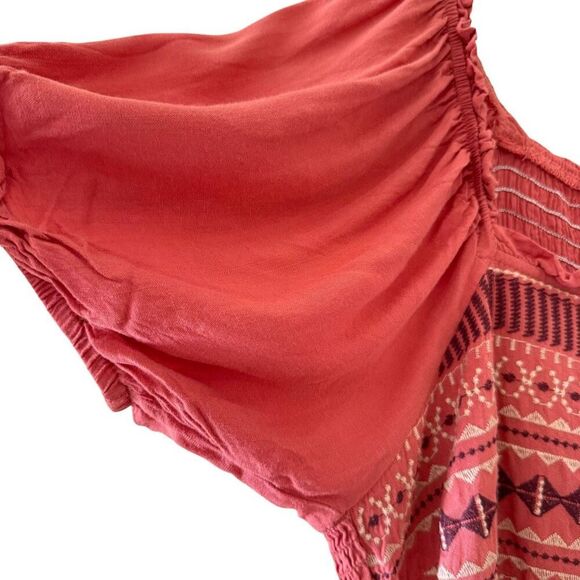 POLAGRAM Boho Chic Embroidered Midi Gypsy Short Sleeves Dress SZ L #2468 - Picture 10 of 14